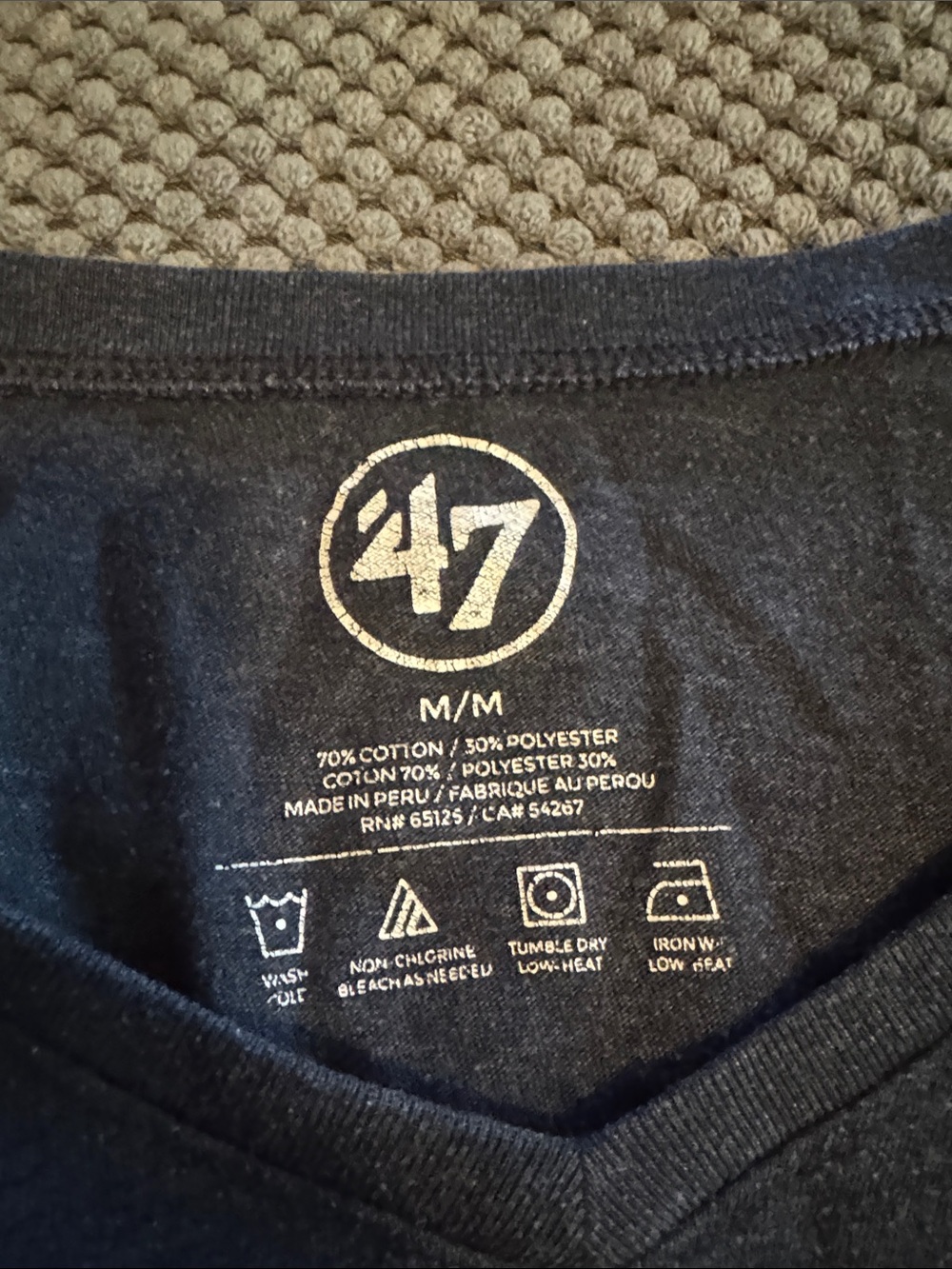 47 Women's Navy Long Sleeve Tee with Red Heart and White Lettering - Picture 2 of 4